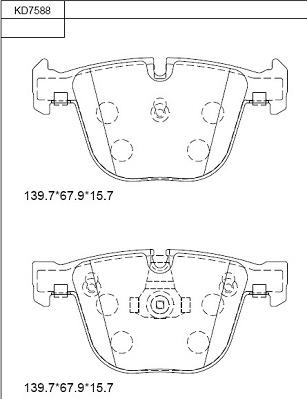 Asimco KD7588 - Bremžu uzliku kompl., Disku bremzes autodraugiem.lv