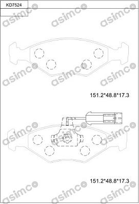 Asimco KD7524 - Bremžu uzliku kompl., Disku bremzes autodraugiem.lv