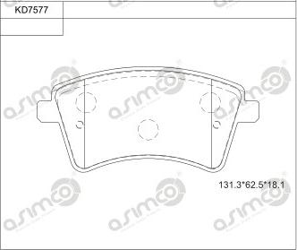 Asimco KD7577 - Bremžu uzliku kompl., Disku bremzes autodraugiem.lv