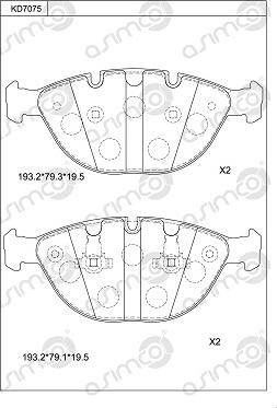 Asimco KD7075 - Bremžu uzliku kompl., Disku bremzes autodraugiem.lv