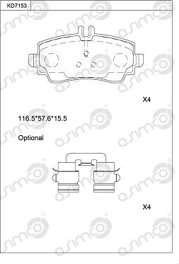 Asimco KD7153 - Bremžu uzliku kompl., Disku bremzes autodraugiem.lv