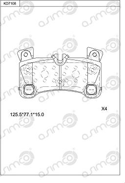 Asimco KD7108 - Bremžu uzliku kompl., Disku bremzes autodraugiem.lv