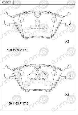 Asimco KD7177 - Bremžu uzliku kompl., Disku bremzes autodraugiem.lv