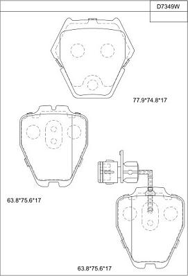 Asimco KD7349W - Bremžu uzliku kompl., Disku bremzes autodraugiem.lv