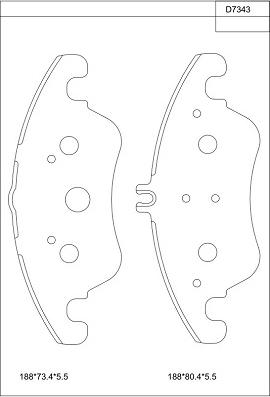 Asimco KD7343 - Bremžu uzliku kompl., Disku bremzes autodraugiem.lv