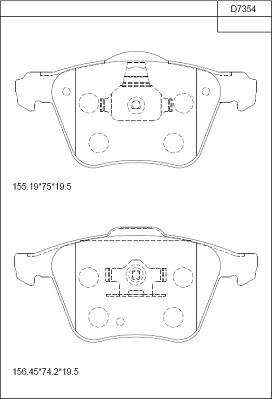 Asimco KD7354 - Bremžu uzliku kompl., Disku bremzes autodraugiem.lv