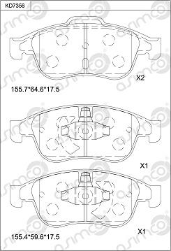 Asimco KD7356 - Bremžu uzliku kompl., Disku bremzes autodraugiem.lv