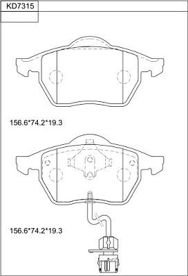 Asimco KD7315 - Bremžu uzliku kompl., Disku bremzes autodraugiem.lv