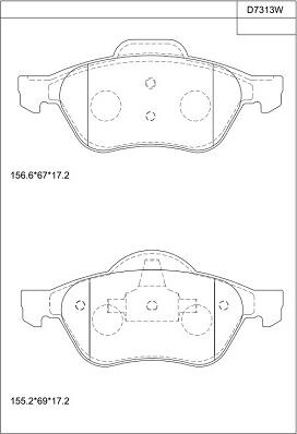 Asimco KD7313W - Bremžu uzliku kompl., Disku bremzes autodraugiem.lv