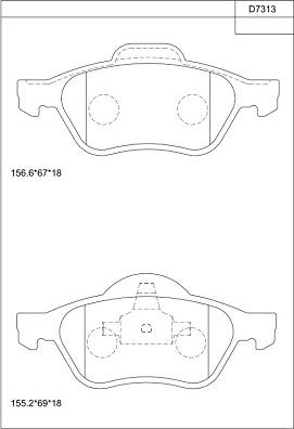 Asimco KD7313 - Bremžu uzliku kompl., Disku bremzes autodraugiem.lv