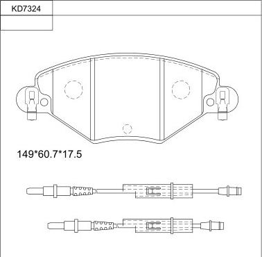 Asimco KD7324 - Bremžu uzliku kompl., Disku bremzes autodraugiem.lv