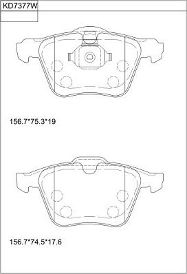 Asimco KD7377W - Bremžu uzliku kompl., Disku bremzes autodraugiem.lv