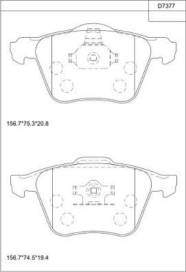 Asimco KD7377 - Bremžu uzliku kompl., Disku bremzes autodraugiem.lv