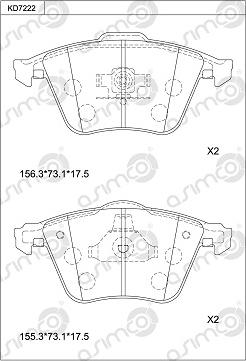 Asimco KD7222 - Bremžu uzliku kompl., Disku bremzes autodraugiem.lv