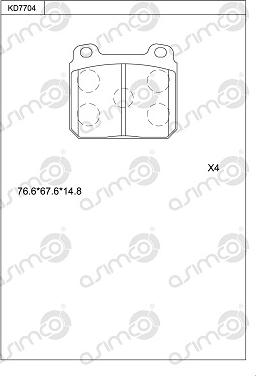 Asimco KD7704 - Bremžu uzliku kompl., Disku bremzes autodraugiem.lv