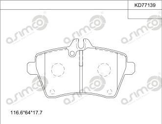 Asimco KD77139 - Bremžu uzliku kompl., Disku bremzes autodraugiem.lv