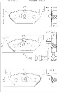 Asimco KD7726 - Bremžu uzliku kompl., Disku bremzes autodraugiem.lv