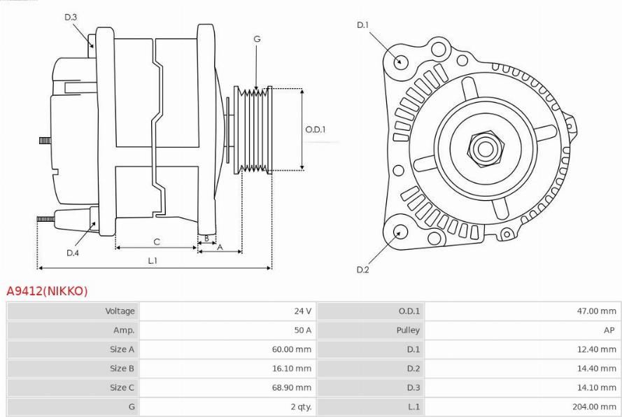 AS-PL A9412(NIKKO) - Ģenerators autodraugiem.lv