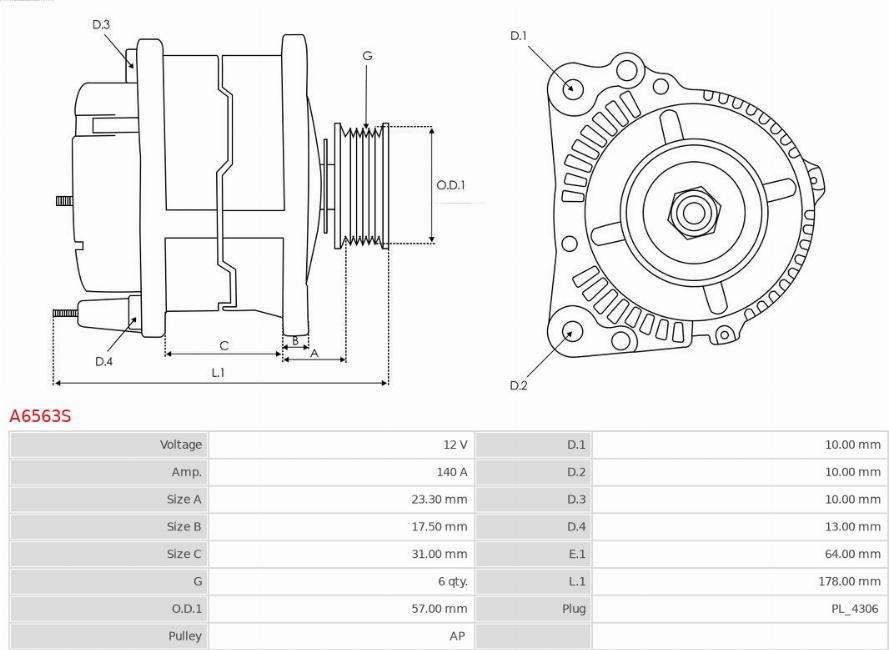 AS-PL A6563S - Ģenerators autodraugiem.lv