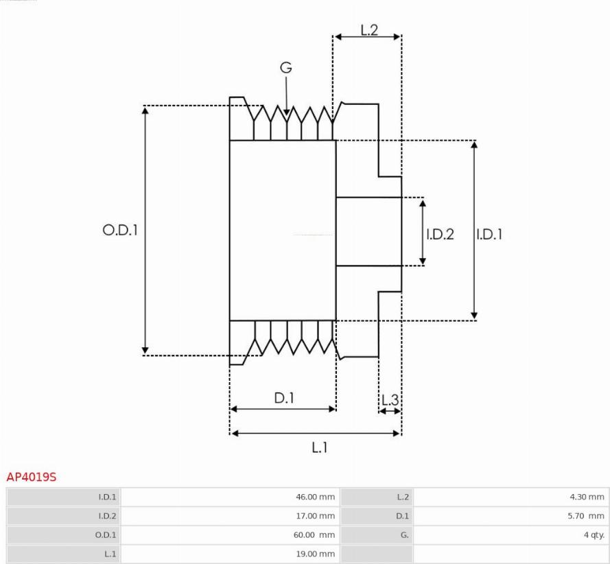 AS-PL AP4019S - Piedziņas skriemelis, Ģenerators autodraugiem.lv