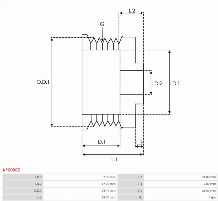 AS-PL AP6080S - Piedziņas skriemelis, Ģenerators autodraugiem.lv