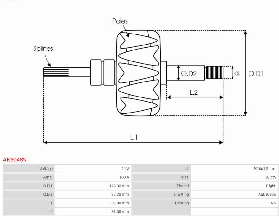 AS-PL AR9048S - Rotors, Ģenerators autodraugiem.lv