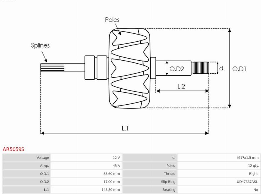 AS-PL AR5059S - Rotors, Ģenerators autodraugiem.lv