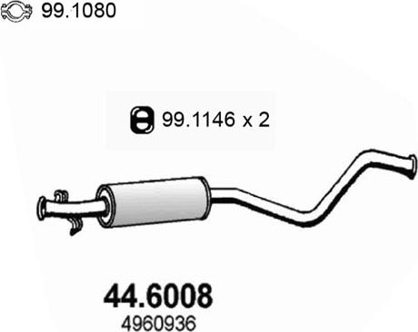 ASSO 44.6008 - Vidējais izpl. gāzu trokšņa slāpētājs autodraugiem.lv