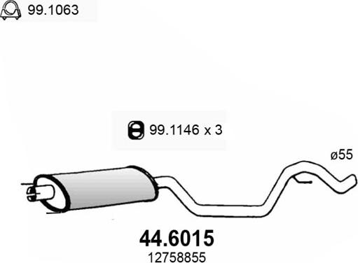 ASSO 44.6015 - Vidējais izpl. gāzu trokšņa slāpētājs autodraugiem.lv