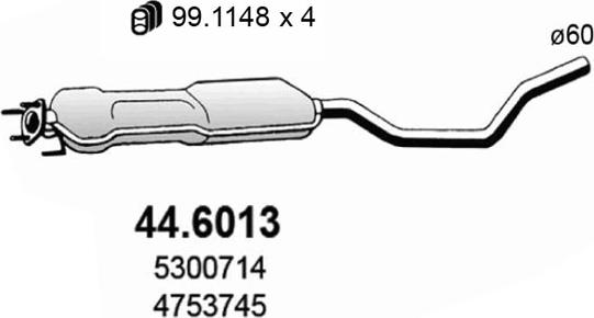 ASSO 44.6013 - Vidējais izpl. gāzu trokšņa slāpētājs autodraugiem.lv