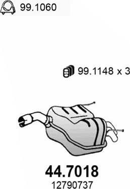 ASSO 44.7018 - Izplūdes gāzu trokšņa slāpētājs (pēdējais) autodraugiem.lv
