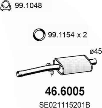 ASSO 46.6005 - Vidējais izpl. gāzu trokšņa slāpētājs autodraugiem.lv