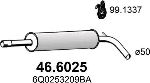 ASSO 46.6025 - Vidējais izpl. gāzu trokšņa slāpētājs autodraugiem.lv