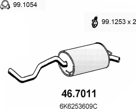 ASSO 46.7011 - Izplūdes gāzu trokšņa slāpētājs (pēdējais) autodraugiem.lv