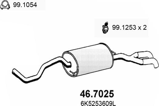 ASSO 46.7025 - Izplūdes gāzu trokšņa slāpētājs (pēdējais) autodraugiem.lv