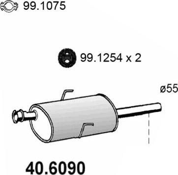 ASSO 40.6090 - Vidējais izpl. gāzu trokšņa slāpētājs autodraugiem.lv
