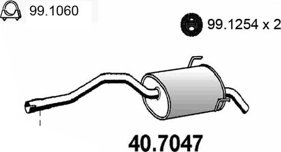 ASSO 40.7047 - Izplūdes gāzu trokšņa slāpētājs (pēdējais) autodraugiem.lv