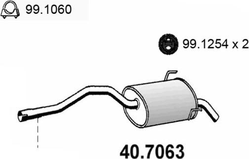 ASSO 40.7063 - Izplūdes gāzu trokšņa slāpētājs (pēdējais) autodraugiem.lv