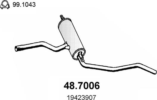 ASSO 48.7006 - Izplūdes gāzu trokšņa slāpētājs (pēdējais) autodraugiem.lv