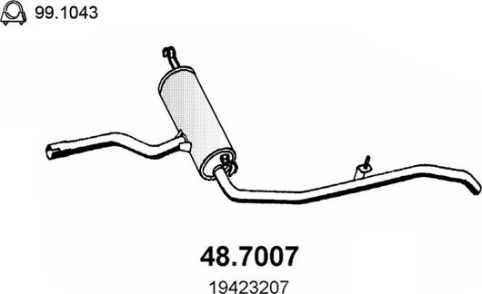 ASSO 48.7007 - Izplūdes gāzu trokšņa slāpētājs (pēdējais) autodraugiem.lv
