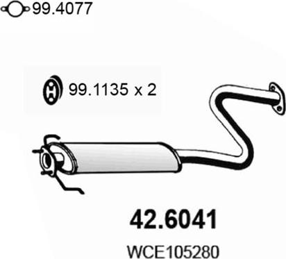 ASSO 42.6041 - Vidējais izpl. gāzu trokšņa slāpētājs autodraugiem.lv