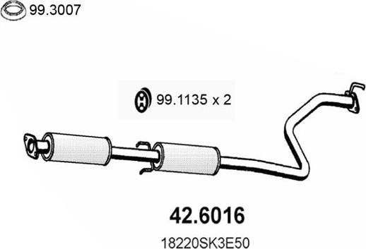 ASSO 42.6016 - Vidējais izpl. gāzu trokšņa slāpētājs autodraugiem.lv