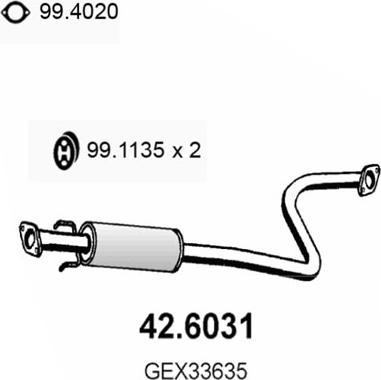 ASSO 42.6031 - Vidējais izpl. gāzu trokšņa slāpētājs autodraugiem.lv