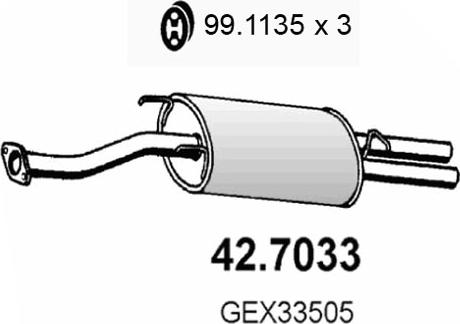 ASSO 42.7033 - Izplūdes gāzu trokšņa slāpētājs (pēdējais) autodraugiem.lv