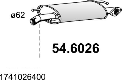 ASSO 54.6026 - Vidējais izpl. gāzu trokšņa slāpētājs autodraugiem.lv