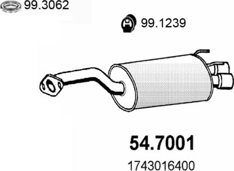 ASSO 54.7001 - Izplūdes gāzu trokšņa slāpētājs (pēdējais) autodraugiem.lv