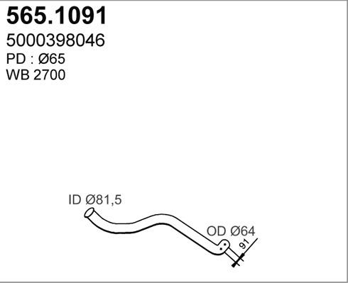 ASSO 565.1091 - Izplūdes caurule autodraugiem.lv