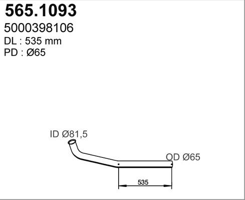 ASSO 565.1093 - Izplūdes caurule autodraugiem.lv