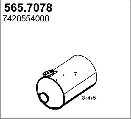 ASSO 565.7078 - Vidējais / Gala izpl. gāzu trokšņa slāpētājs autodraugiem.lv