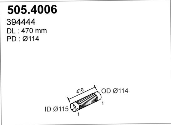 ASSO 505.4006 - Gofrēta caurule, Izplūdes gāzu sistēma autodraugiem.lv